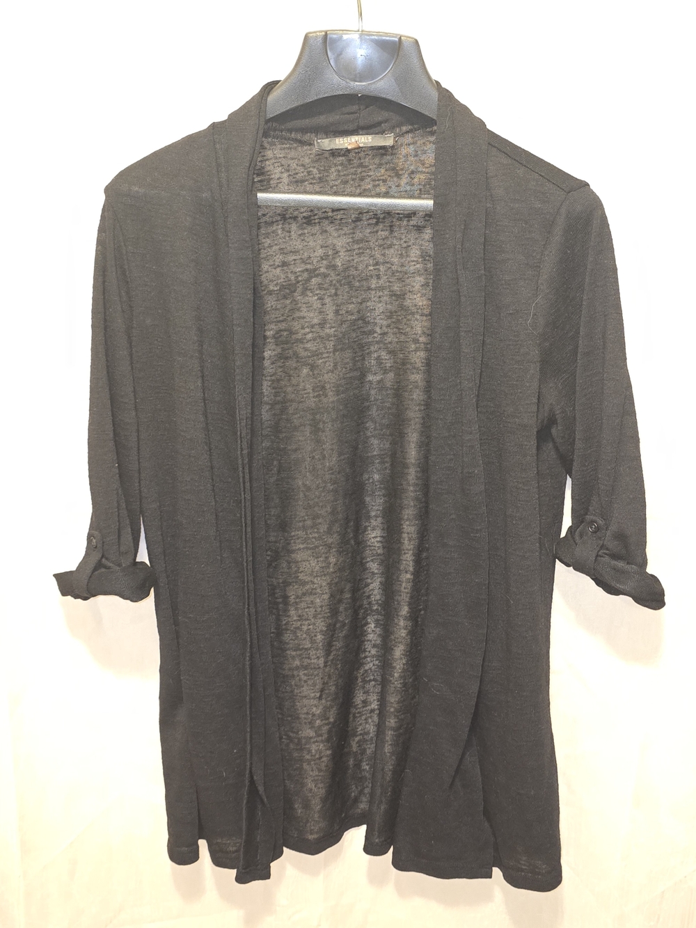 Essentials by Milano Black Open-Front Lightweight Cardigan